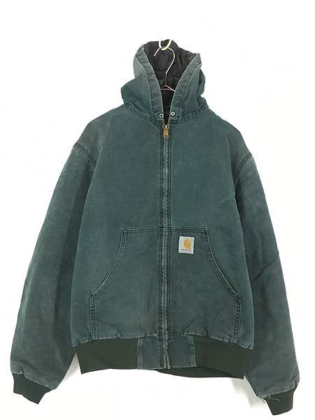 古着 80s USA製 Carhartt グリーン ダック パデット アクティブ