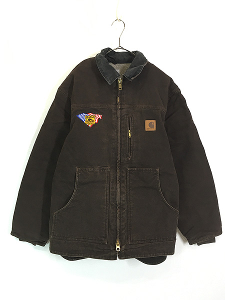 古着 Carhartt 裏地 ボア フリース ダークブラウン ダック 3ポケット
