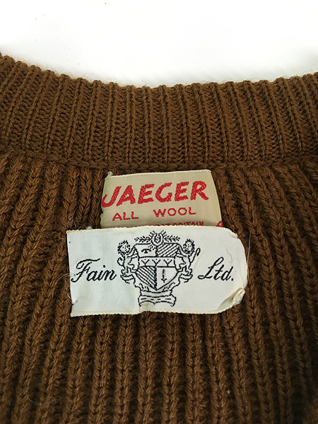 最終売り尽し】古着 60s Greatbritain製 JAEGER Vネック リブ編み