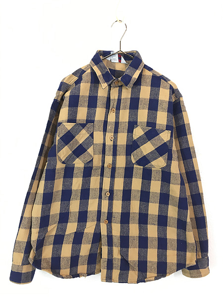 古着 80s USA製 BIG MAC ネイビー × ベージュ ブロック チェック