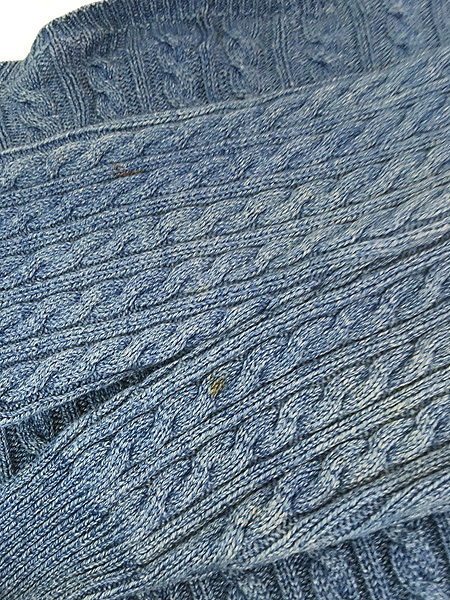 古着 90s Ralph Lauren ケーブル 藍染 インディゴ コットン ニット