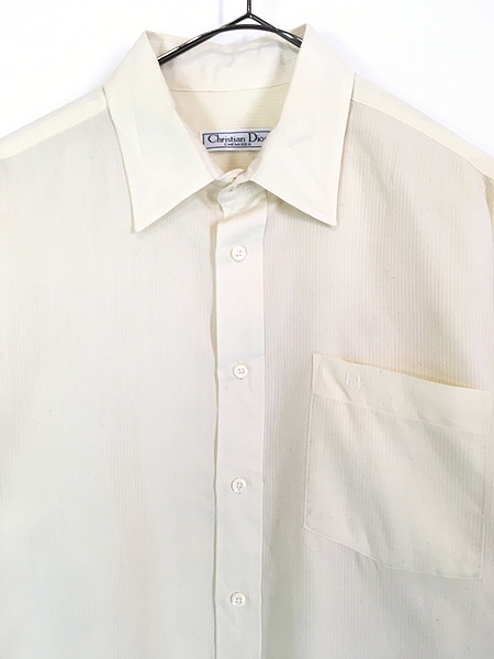 古着 80s Christian Dior ワンポイント ストライプ シアー ボックス