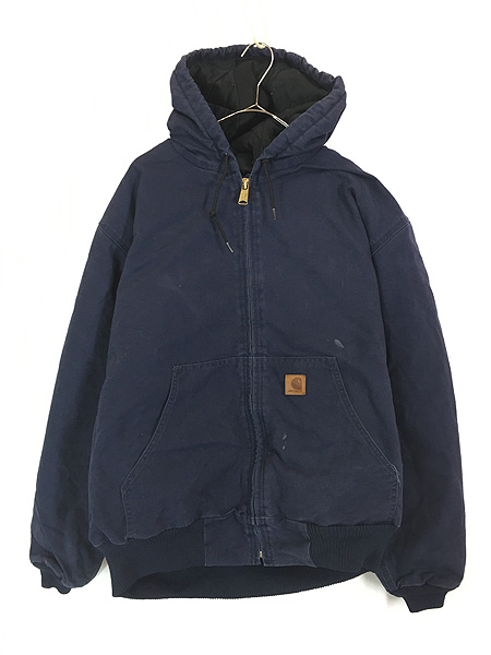 古着 Carhartt ネイビー ダック 防寒 パデット アクティブ パーカー