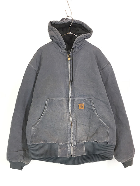 古着 Carhartt レアカラー STM ストームブルー ダック 防寒 パデット