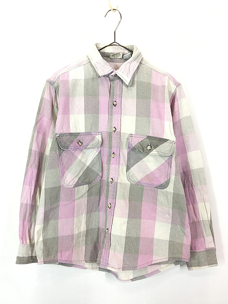 古着 90s FIVE BROTHER レア!! ピンク ブロック チェック ヘビー