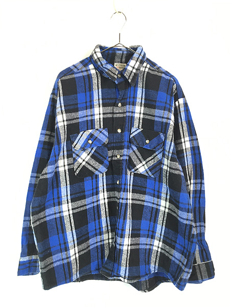 神配色】90s FIVE BROTHER ネルシャツ 青・黒・白 チェック