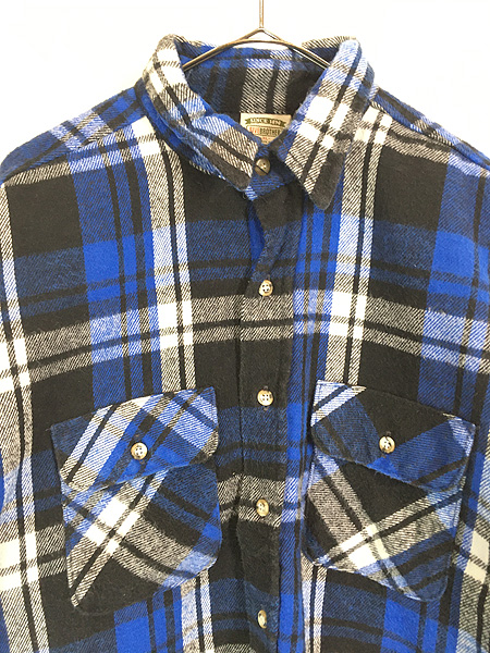 古着 90s USA製 FIVE BROTHER 好配色 ブルー × ブラック チェック