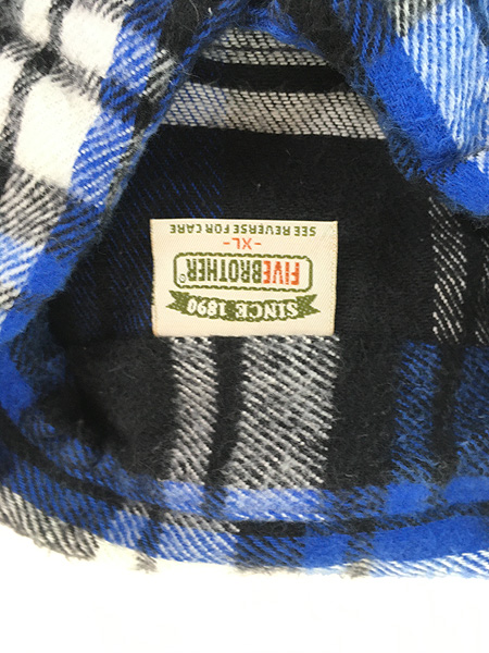 古着 90s USA製 FIVE BROTHER 好配色 ブルー × ブラック チェック