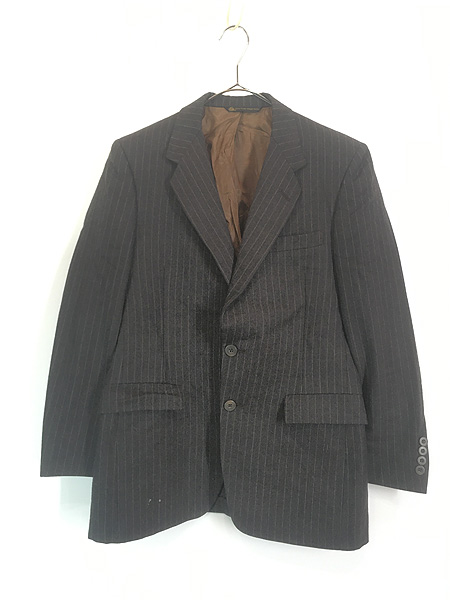 古着 80s USA製 Christian Dior ダーク ストライプ ウール テーラード