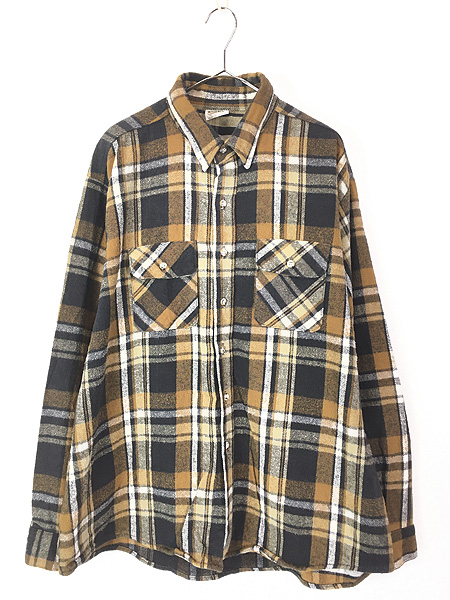 古着 90s USA製 FIVE BROTHER 好配色 ブラウン チェック ヘビー