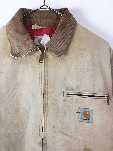 古着 80s- Carhartt レッド キルティング ライナー ダメージ&フェード