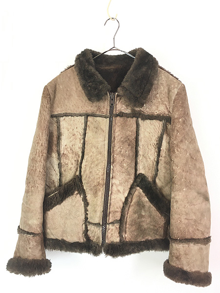 古着 80s Canada製 Leather Attic 本革 ムートン シープスキン レザー