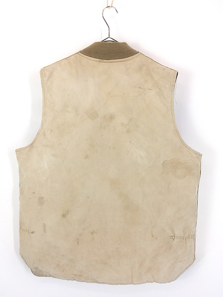 古着 80s USA製 Carhartt フェード ブラウン ダック 首リブ パデット