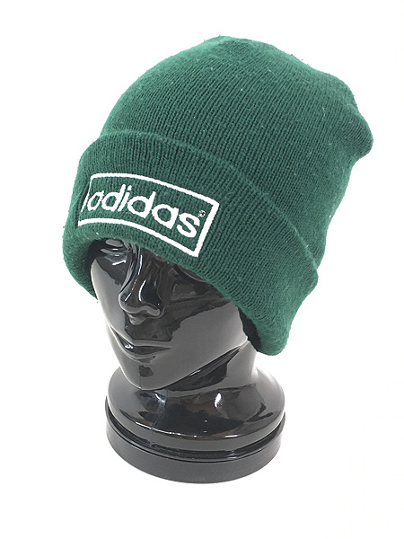 雑貨 古着 90s adidas ロゴ 刺しゅう アクリル ニット ビーニー