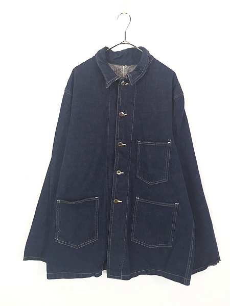 古着 60s 大戦モデル 3ポケット 濃紺 デニム ワーク カバーオール