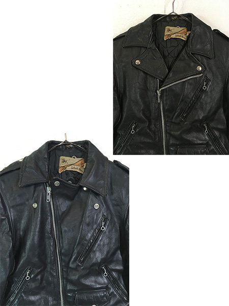 古着 70s Schott Bros 「Perfecto」 613 1スター パデッド 本革 レザー