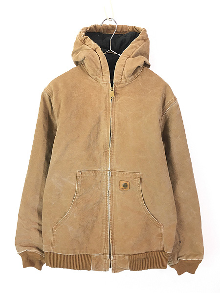 レディース 古着 90s Carhartt ブラウン ダック 防寒 パデット