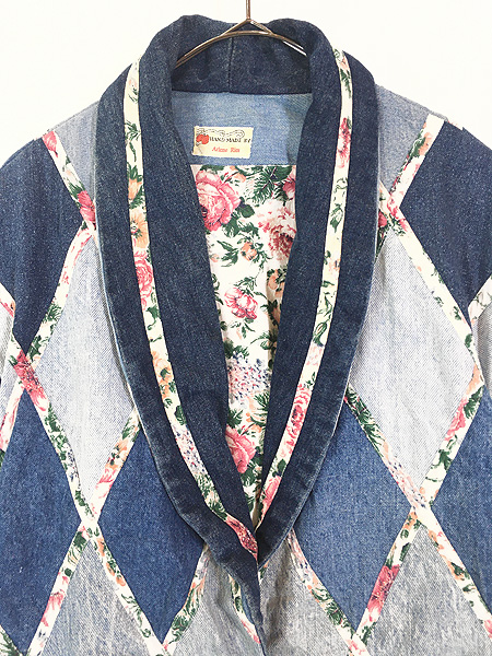 レディース 古着 80s 花 フラワー クロス リボン デザイン ショール
