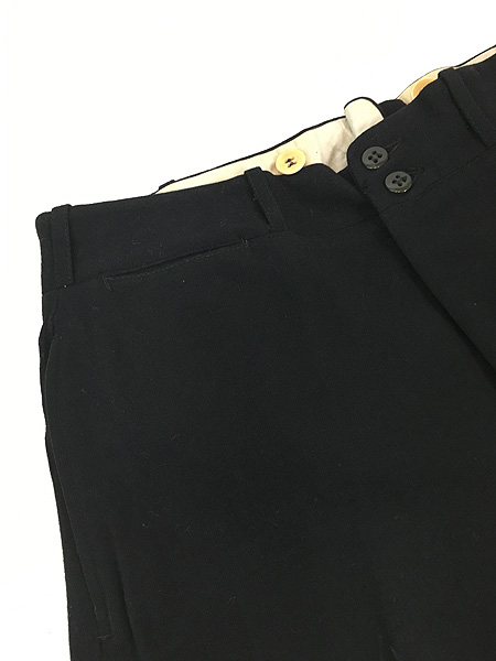 古着 50s サスペンダーボタン ブラック フランネル ウール スラックス