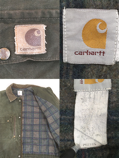 古着 80s USA製 Carhartt 裏地 ブランケット モスグリーン ダック 5