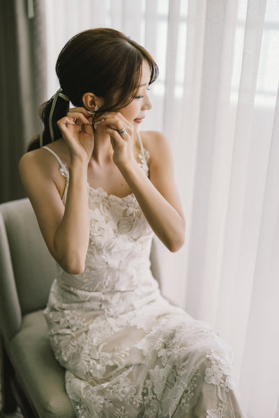 刺繍 総レース ソフトマーメイドドレス（W371）