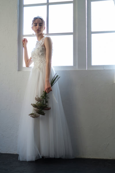 フラワーレース ノースリーブ チュールドレス（W238）