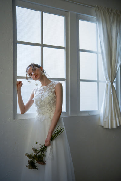 フラワーレース ノースリーブ チュールドレス（W238）