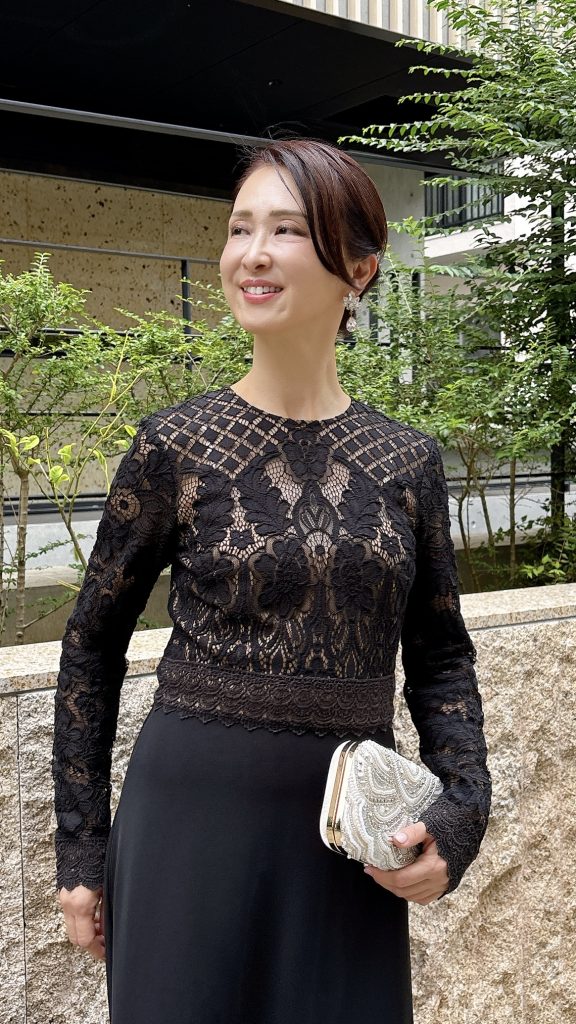 TADASHI SHOJI タダシショウジ ボニートブラック長袖ロングドレス