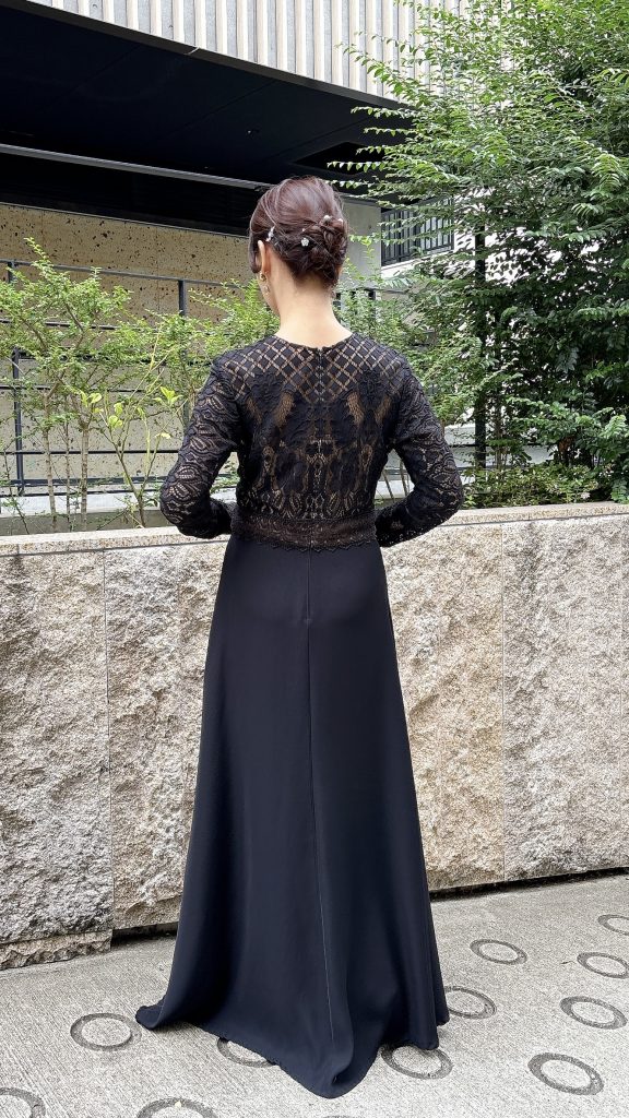 TADASHI SHOJI タダシショウジ ボニートブラック長袖ロングドレス