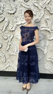 美品⭐︎TADASHI SHOJI 青 レースドレス サイズ2 タダシショージ