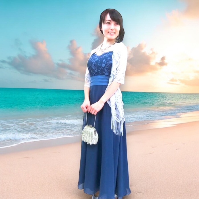 ミセスのドレスアップ2点セット[ブルーメリアドレス＋ジュディ