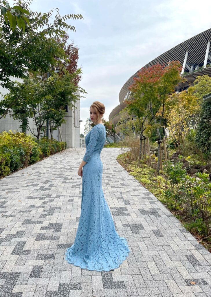 カラードレス 長袖ソフトマーメイド ブルー MC13A-1（ご購入は郵送試着