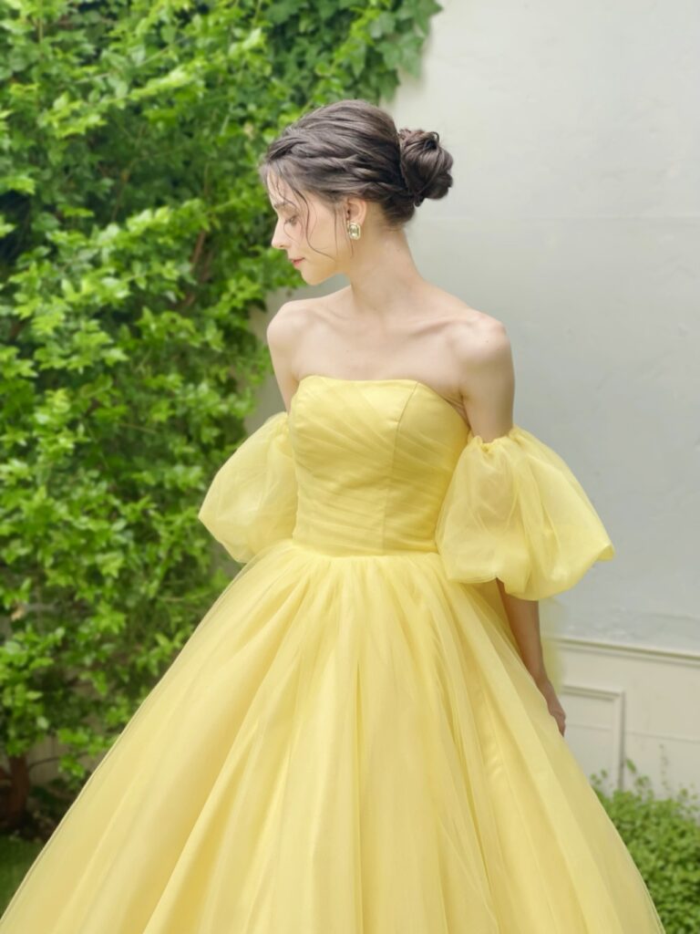カラードレス 黄色 pg3-y - ウェディングドレスセール1万円から販売