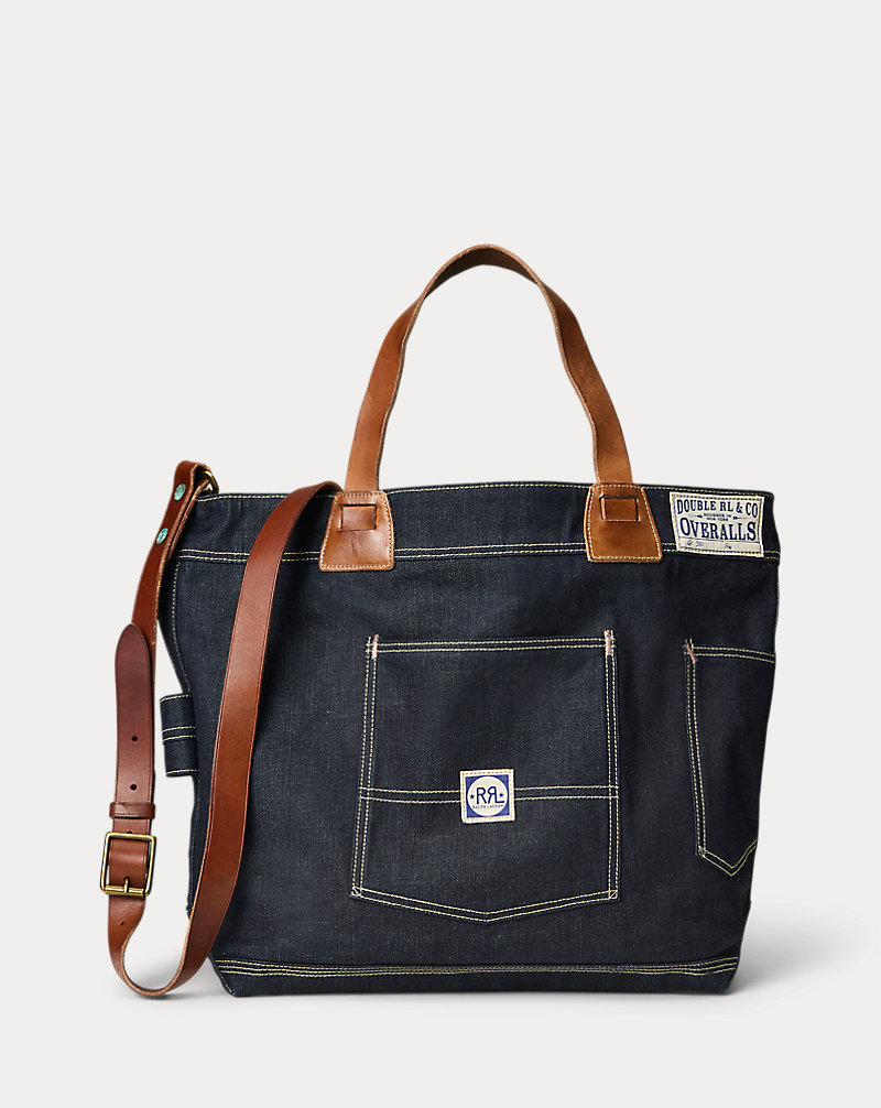 レザートリム インディゴ デニム トート | ラルフ ローレン公式