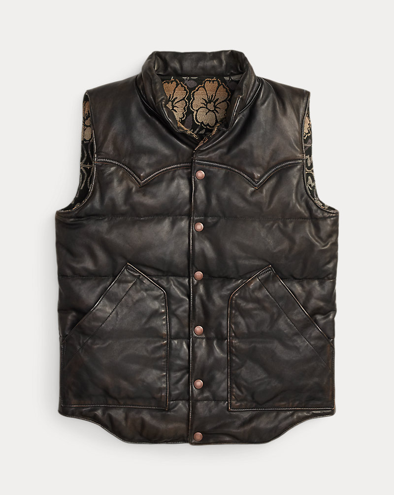 Reversible Leather-Jacquard Vest