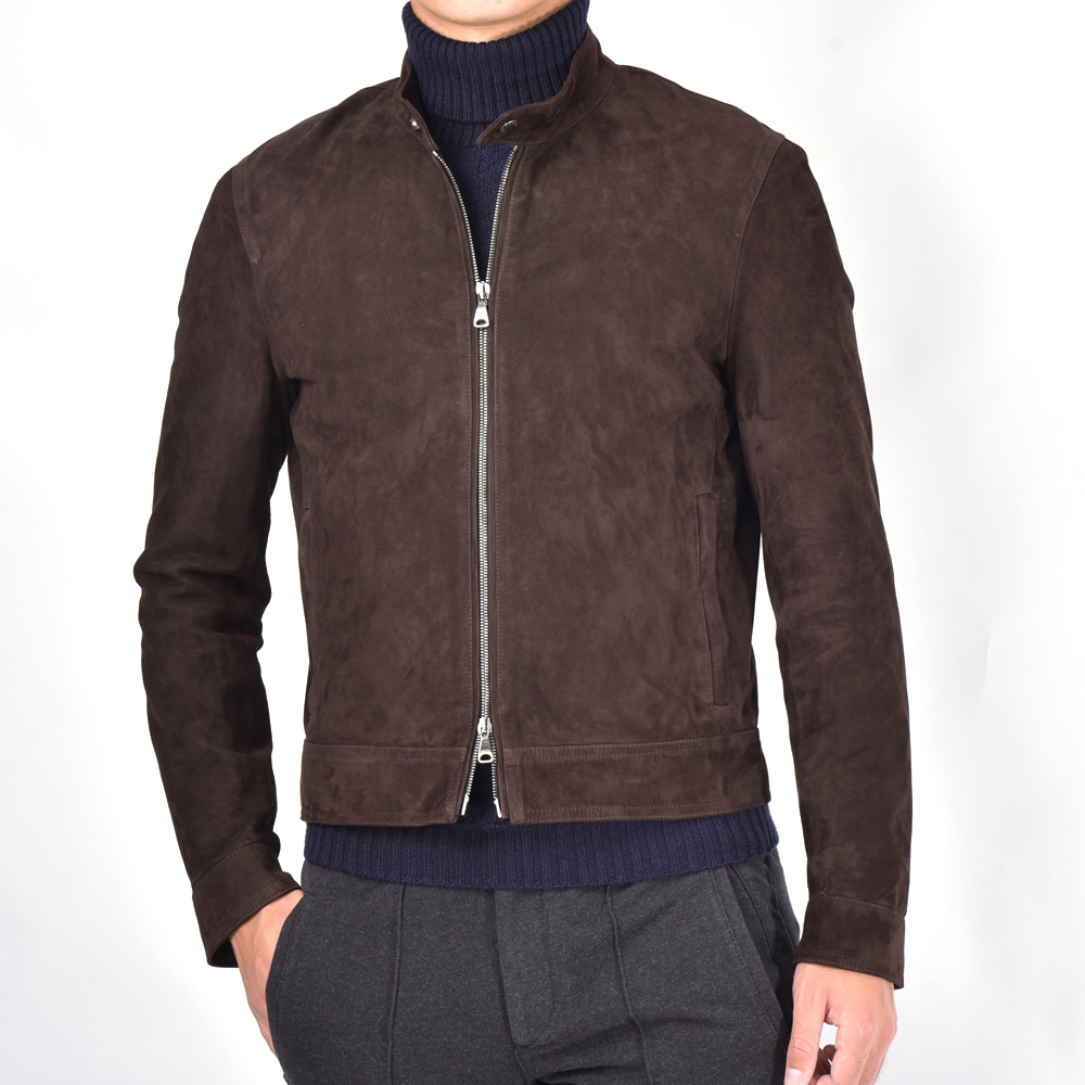 EMMETI JURI CAMOSCIO ゴートスエード シングルライダースジャケット