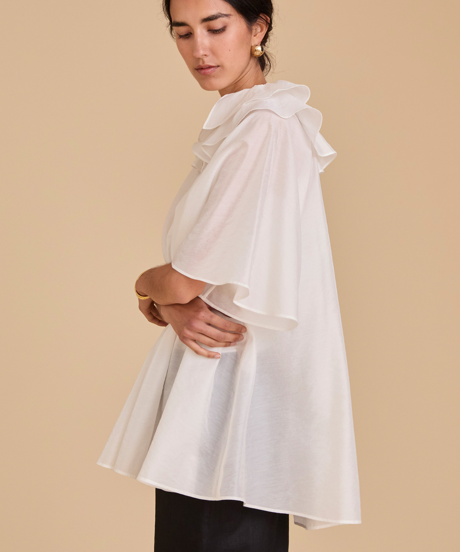 ダブルラッフルカラーブラウス ｜ハウス オブ ロータス＜HOUSE OF