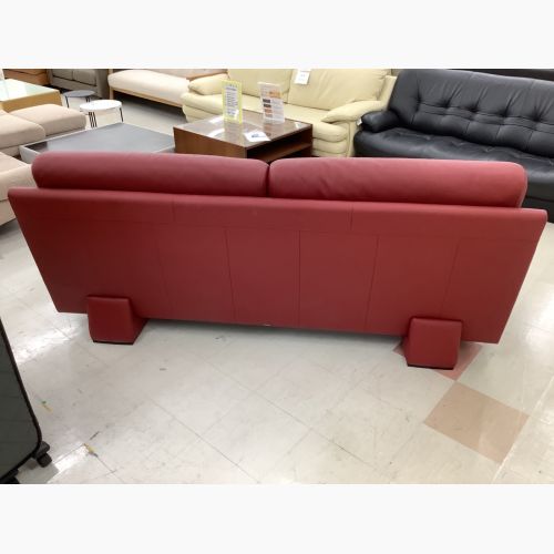 karimoku/domani 2人掛けソファー レッド オットマン付 総革 エクセル