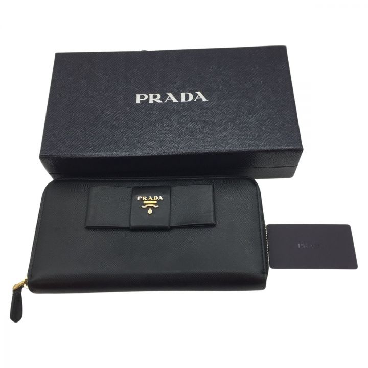 PRADA プラダ リボン ラウンドファスナー財布 レディース 長財布