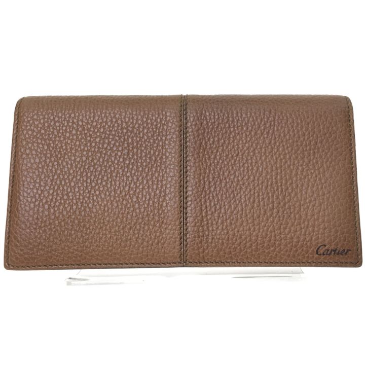 Cartier カルティエ 長財布 シボ革 シュリンクレザー サドルステッチ