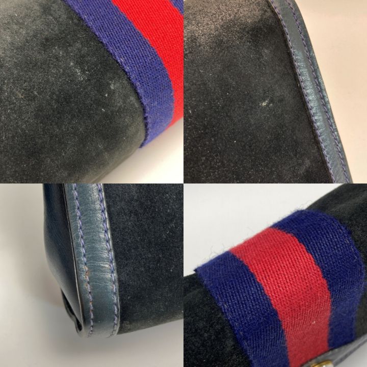 GUCCI グッチ オールドグッチ シェリーライン セカンドバッグ ネイビー