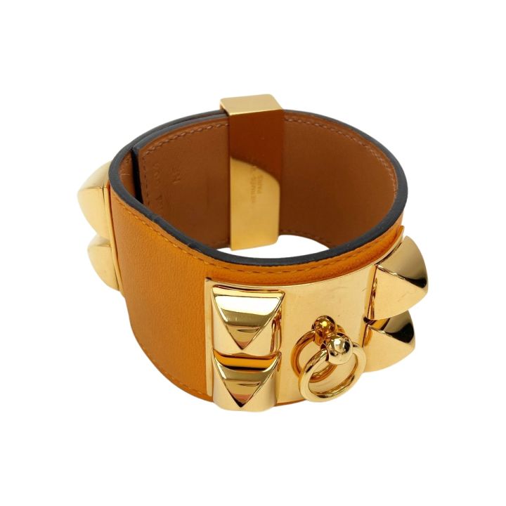 HERMES エルメス コリエドシアン レザー バングル オレンジ X刻印