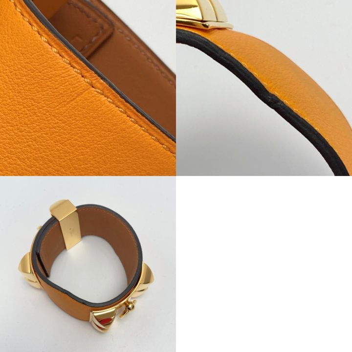 HERMES エルメス コリエドシアン レザー バングル オレンジ X刻印