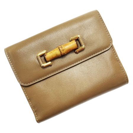 GUCCI グッチ バンブー 2184 グレージュ Wホック財布 2つ折り財布