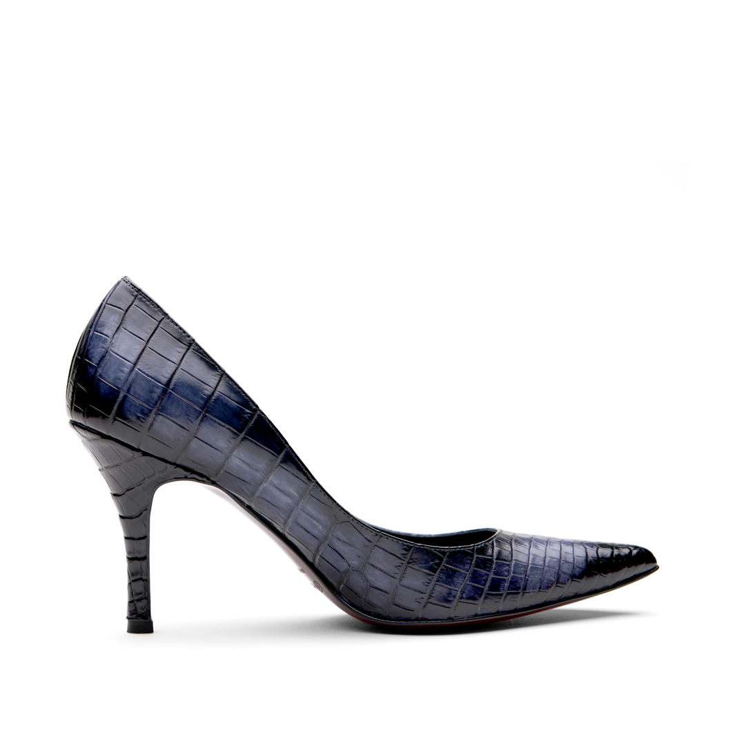 From Iris] クロコダイル パンプス (ブラック x グレイ)