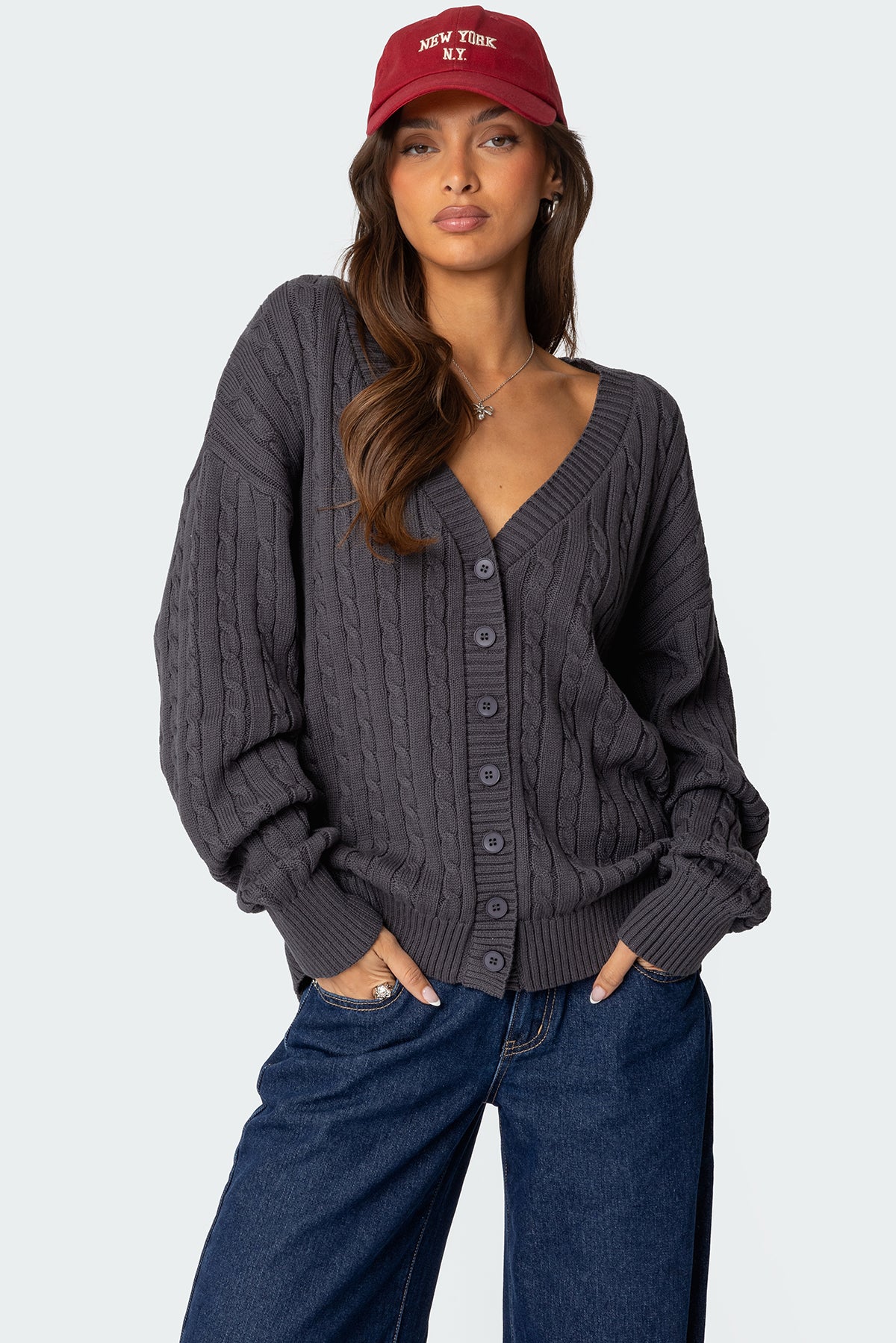 Francine Oversized V Neck Cardigan – edikted
