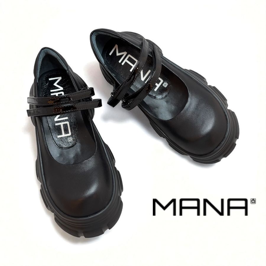 送料無料】MANA マナ ダブルストラップ メリージェーン シューズ 厚底