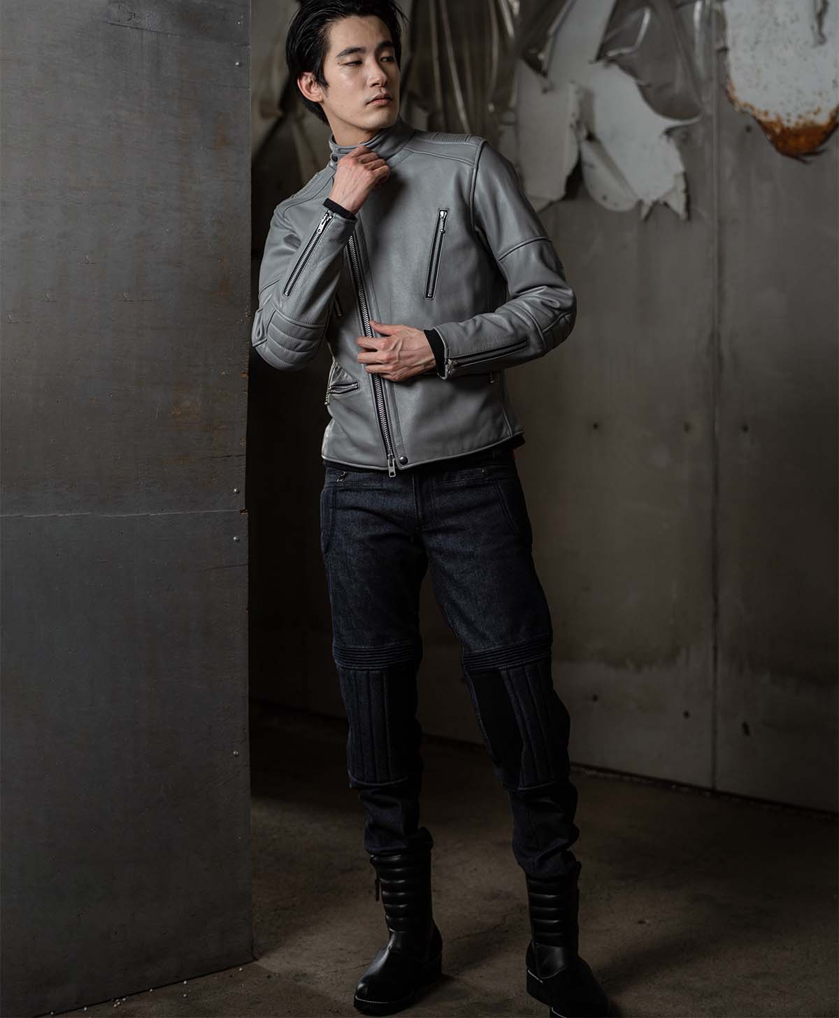 革ジャン ハイネック セミダブル レザージャケット｜カドヤ公式
