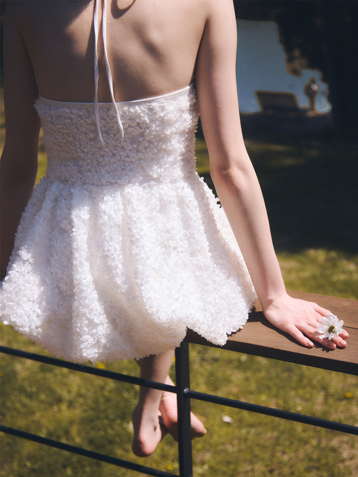 フラワーモチーフバルーンワンピース