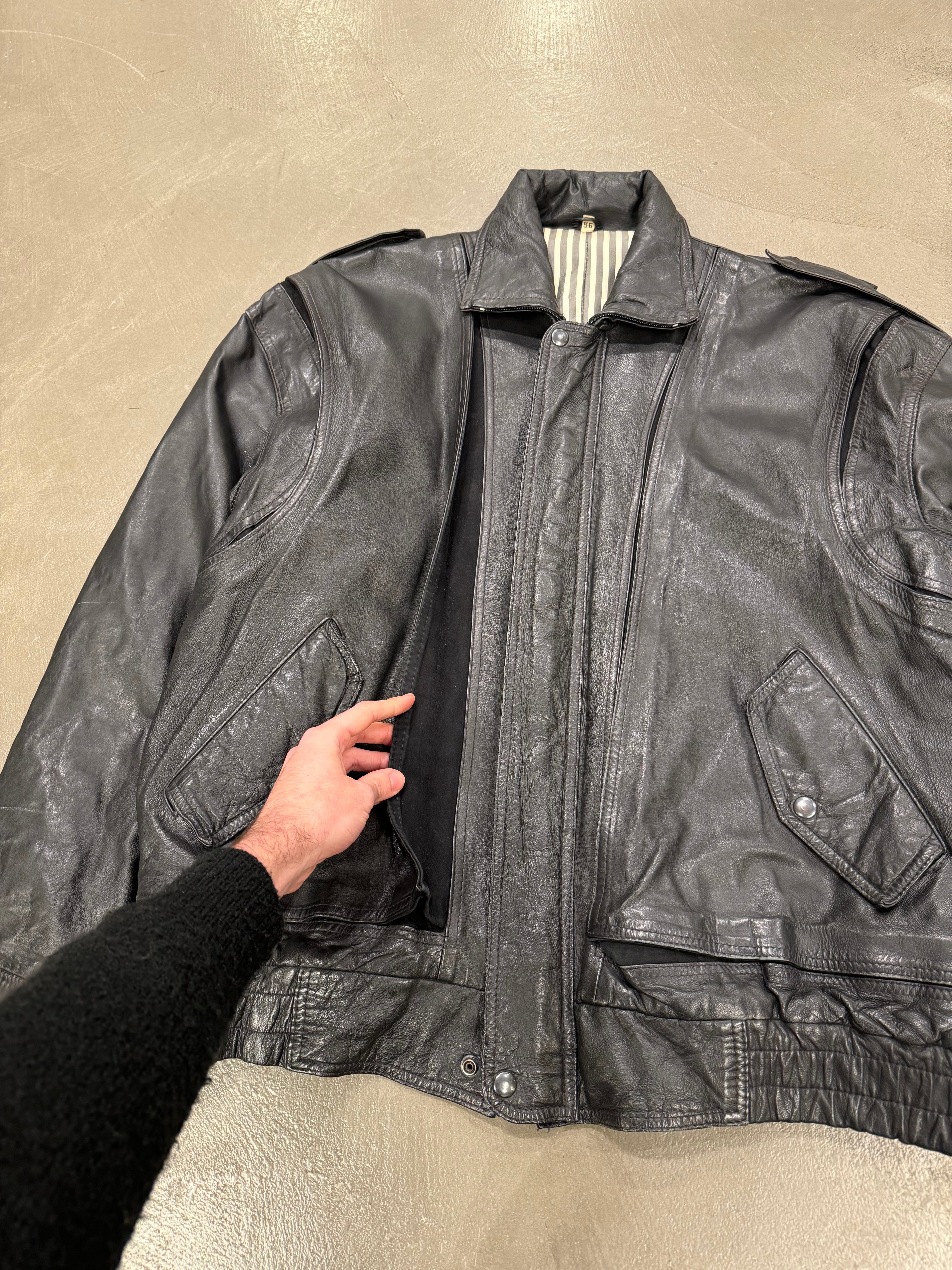 1980s Giorgio Armani oversized layered leather jacket